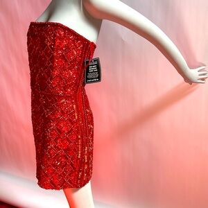 Retrofête Heather Sequin Chainmail Dress in Red - Size M - Brand New with Tags